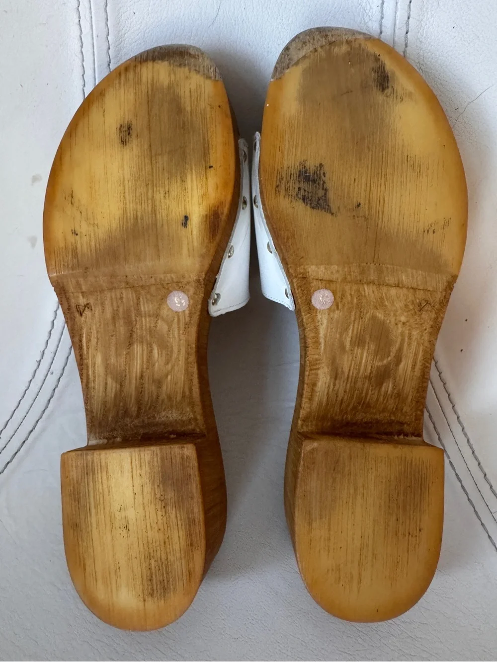 Seychelles Italian-Made White Leather Slide Sandals